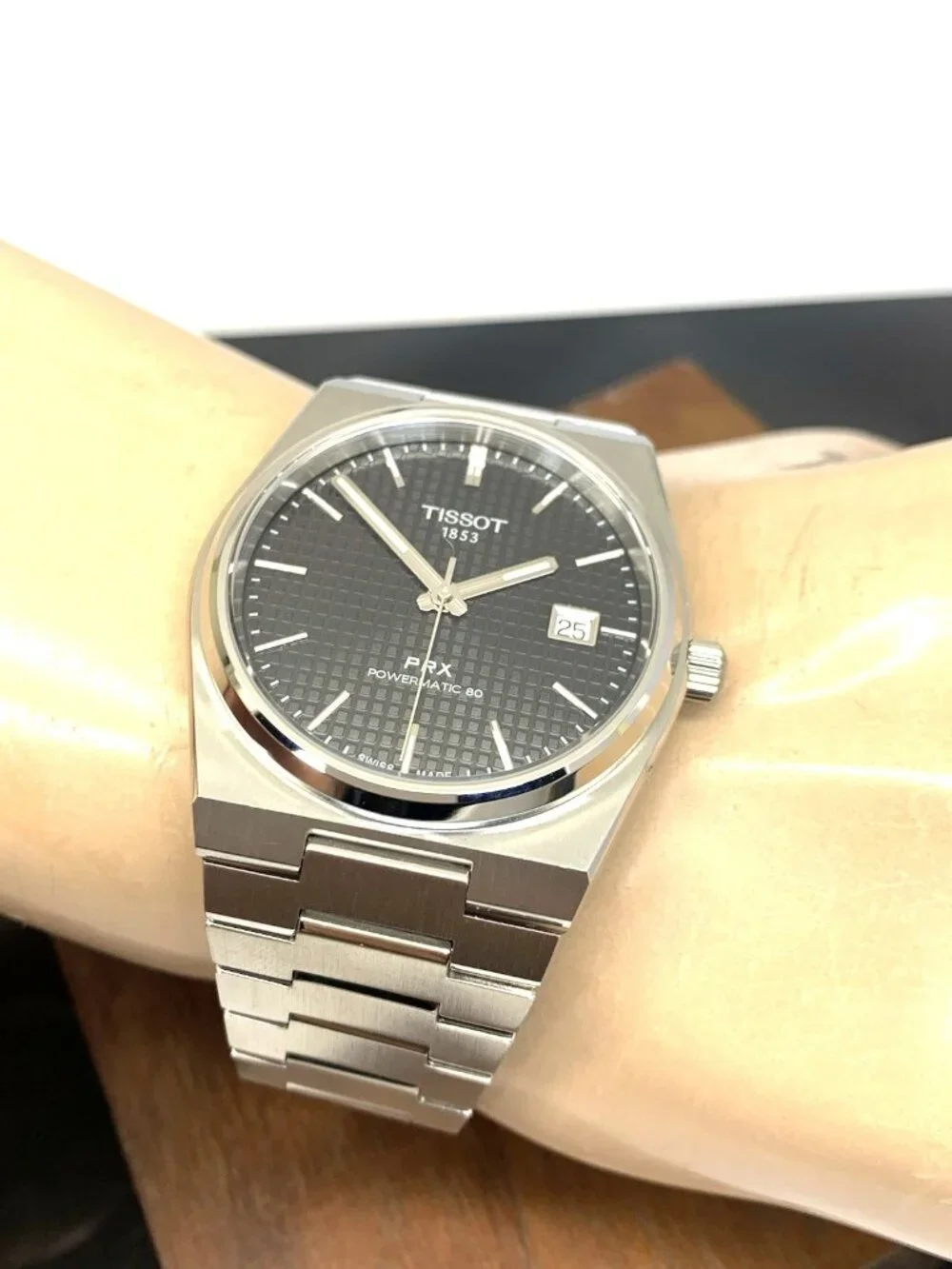 Tissot PRX Men's Watch Swiss Automatic Black Dial Silver Steel T1374071105100